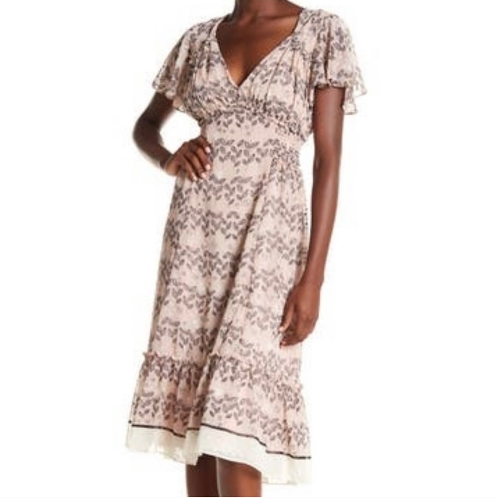 NWT Max Studio V-Neck Flutter Sleeve Midi Dress